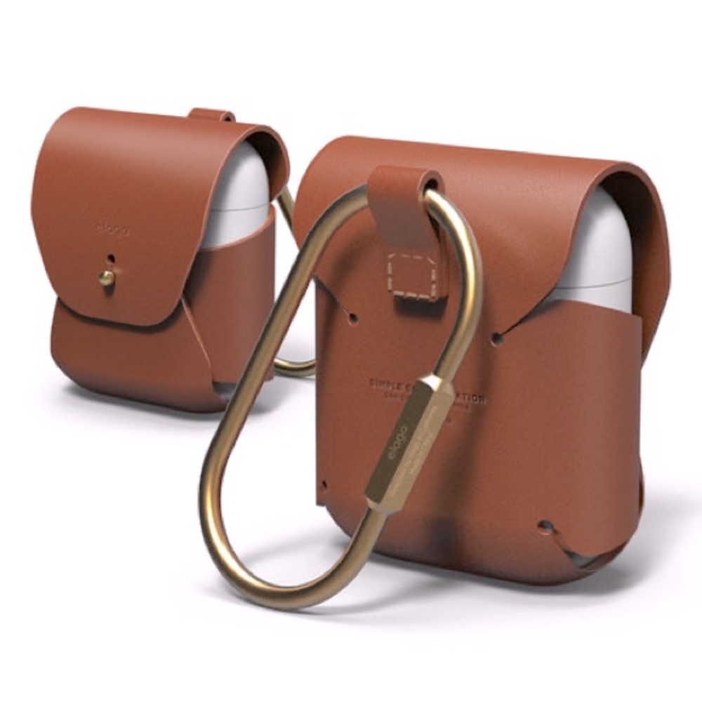 Elago AirPods Leather Case in Brown for Series 1 & 2